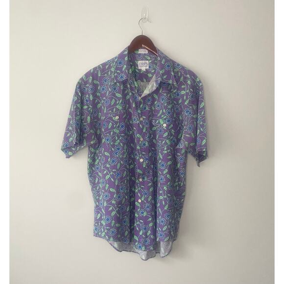 Chaps Ralph Lauren Vintage Men’s Floral Short Sleeve Casual‎ Button Down Large - Picture 1 of 4